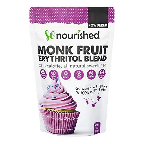 Product Cover Powdered Monk Fruit Sweetener with Erythritol Confectioners (1 lb / 16 oz) - Perfect for Diabetics & Low Carb Dieters - 1:1 Sugar Replacement - No Calorie Sweetener, Non-GMO, Natural Sugar Substitute