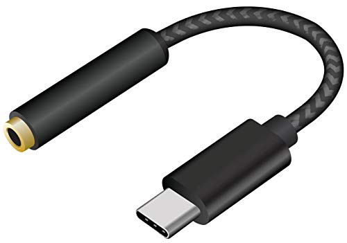 Product Cover Braided 5in USB Type-C to 3.5mm Femaile Audio Cable Adapter Black Compatible with Sonim XP8