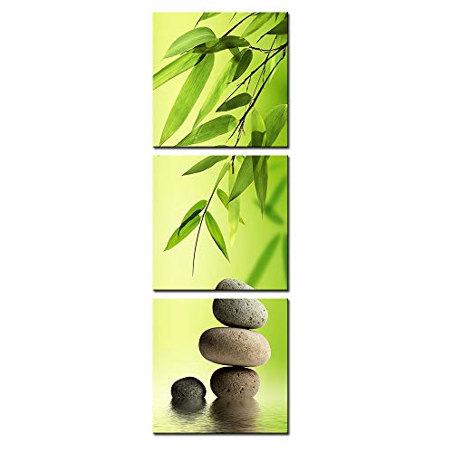 Product Cover DVQ ART Framed Canvas Print Painting Bamboo and Stone Vertical Forms Wall Art Picture for Living Room Decor Ready to Hang 12