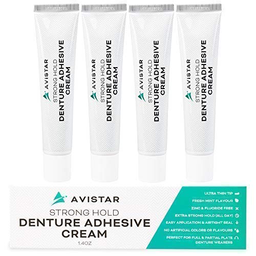 Product Cover Denture Adhesive Cream (5 Pack) - Extra Strong Hold With Easy Application & Mint Flavour (Zinc & Fluoride Free)