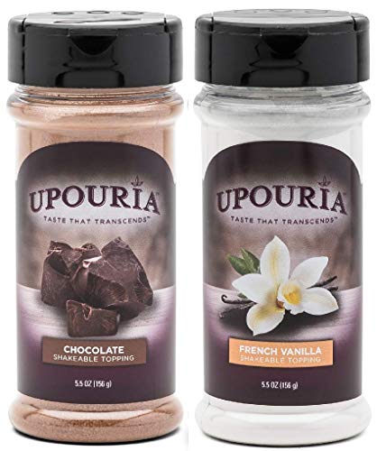 Product Cover Upouria Coffee Topping Variety Pack - Chocolate and French Vanilla, 5.5 Ounce Shakeable Topping Jars - (Pack of 2)