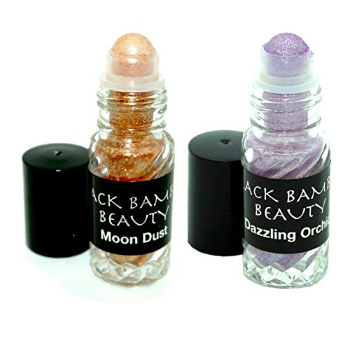Product Cover Black Bamboo Beauty Two Colors Glitter Set - Includes gold and lilac pure mineral shimmer - Use as eyeliner, eye shadow or lipstick topper to add that extra sparkle to your face or body