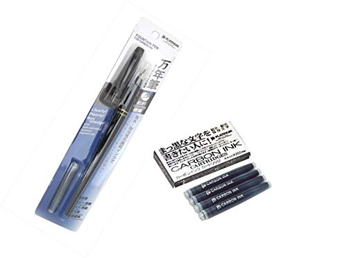 Product Cover Platinum Carbon Desk Fountain Pen, Super Fine (DP-800S#1) + Black Ink Cartridge (SPC-200#1)