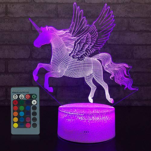 Product Cover JMLLYCO Unicorn Gifts Unicorn Toys Kids Night Light 16 Colors Change with Remote Control Optical Illusion Bedside Lamps As a Gift Ideas for Boys and Girls Birthday Gifts