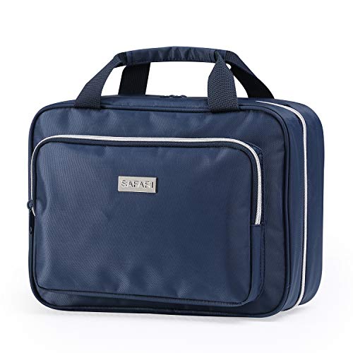 Product Cover Large Hanging Travel Toiletry Cosmetic Bag for Men and Women by SAFARI (Blue) - Durable Waterproof Organizer with Clear Compartments and Detachable Pouch - The Perfect Gift