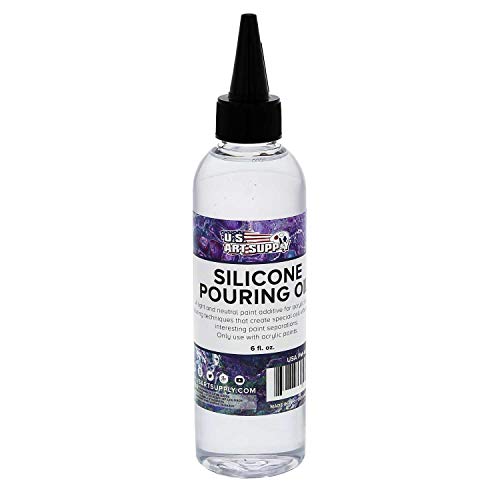 Product Cover U.S. Art Supply Silicone Pouring Oil - 6-Ounce - 100% Silicone for Dramatic Cell Creation in Acrylic Paint