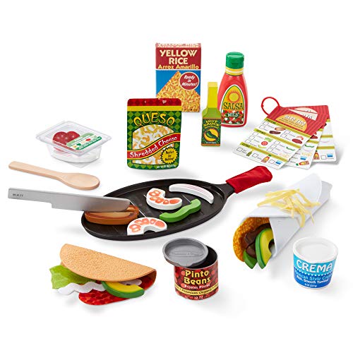 Product Cover Melissa & Doug Fill & Fold Taco & Tortilla Set (Play Food, Sliceable Wooden Mexican Play Food, Skillet & More, 43 Pieces, Great Gift for Girls and Boys - Best for 3, 4, 5 Year Olds and Up)