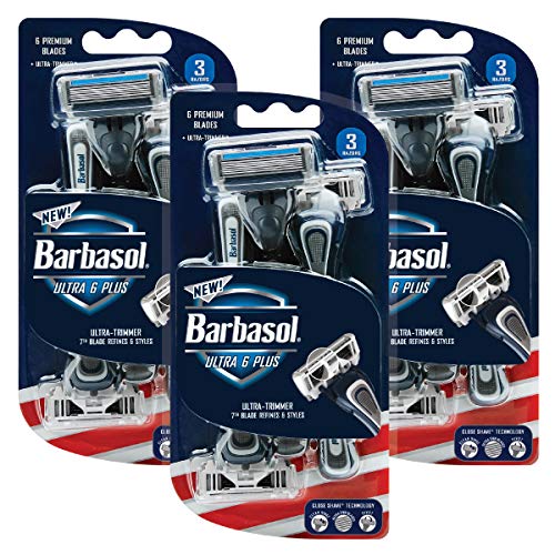 Product Cover Barbasol Ultra 6 Plus Premium Disposable Razor Value Pack Bundle (3 Packs/9 Total Razors)