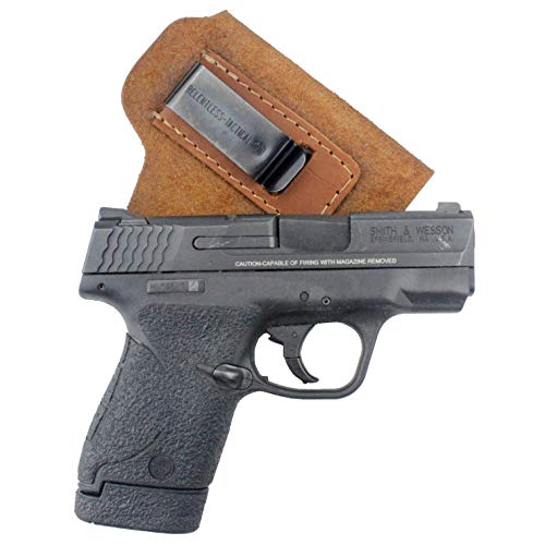 Product Cover Relentless Tactical The Ultimate Suede Leather IWB Holster - Made in USA - Fits S&W M&P Shield - Glock 17 19 22 23 32 33 / Springfield XD & XDS/Walther P99 & All Similar Handguns - Brown RH