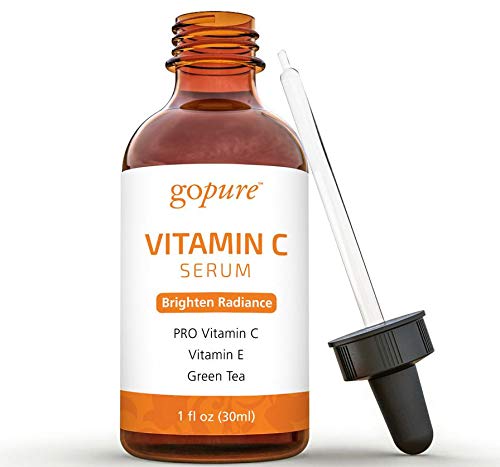 Product Cover goPure Vitamin C Serum for Face with Vitamin E, Ferulic Acid, Aloe Vera - Antioxidant and Anti Aging Serum, Dark Spot Remover for Face, 1-Ounce