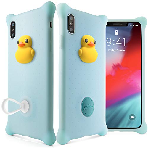 Product Cover Bone Collection iPhone Xs Max Case, Drop Protection Air Cushion Silicone Case with Ring Holder Cute Animal Cartoon Girls Women Design for iPhone Xs Max 2018, Phone Bubble Series - Patti Duck (Blue)