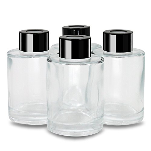 Product Cover Frandy House Glass Diffuser Bottles Black Caps Refillable Diffuser Bottles Set of 4-3.15