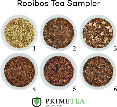 Product Cover ROOIBOS TEA SAMPLERS - 6 Ounce Total - Delicious Vegan All Natural Flavors Caffeine Free Assortment of Loose Leaf Tea - Hot or Iced - No Artificial Flavor by Prime Tea (Rooibos #1)