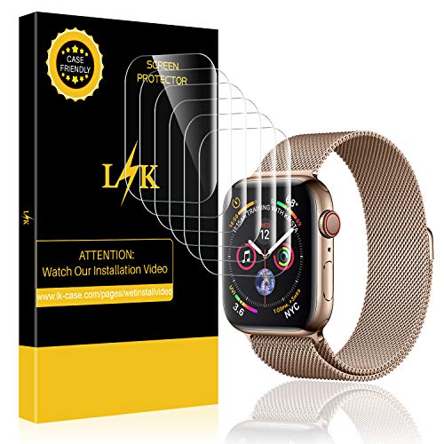 Product Cover (6 Pack) LK Screen Protector for Apple Watch 44mm Series 5/4 Max Coverage Flexible Clear Film Anti-Scratch Bubble Free