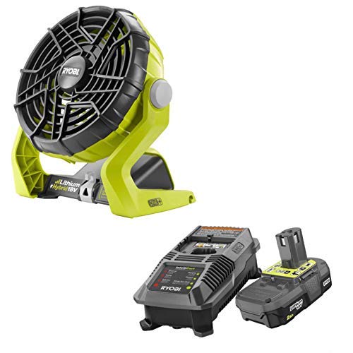 Product Cover Ryobi 18-Volt ONE+ Hybrid Portable Fan(P3320) with P163 Lithium-Ion Battery(2.00Ah) and Charger
