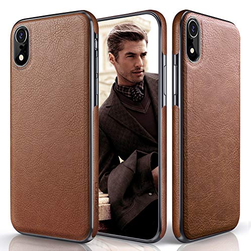 Product Cover iPhone XR Case, LOHASIC Premium Leather Slim Fit Flexible Hybrid Defender Anti-Slip Soft Grip Scratch Resistant Protective Cover Soft Cases Compatible with Apple iPhone XR (2018) 6.1 inch - Brown