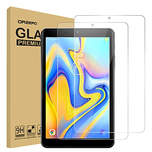 Product Cover (2 Pack) Orzero for Samsung Galaxy Tab A 8.0 inch 2018 (SM-T387) Tempered Glass Screen Protector, 9 Hardness HD Anti-Scratch Full-Coverage (Lifetime Replacement)