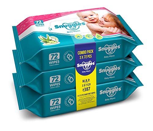Product Cover Snuggles Baby Wet Wipes with Aloe Vera and Vitamin E, 72 Pcs/Pack (Pack of 3)