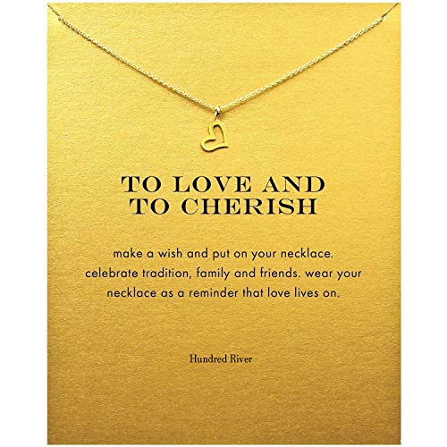 Product Cover Hundred River Friendship Clover Necklace Unicorn Good Luck Elephant Cross Necklace with Message Card Gift Card ... (Heart)