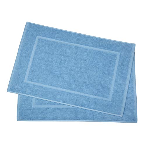 Product Cover Casa Lino 2 Pack Luxurious Bath Mat Set 100% Ringspun Cotton 20x30 inch Heavy Weight 1000 Grams 2 Ply Construction Highly Absorbent Easy Care Machine Wash-Diana Collection (Electric Blue)