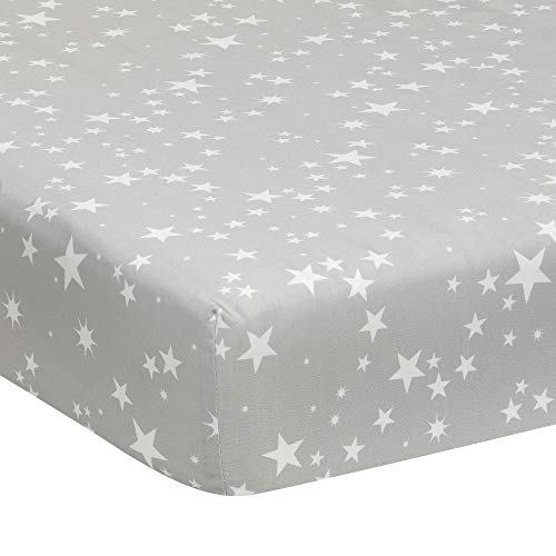 Product Cover Lambs & Ivy Milky Way Gray/White Stars 100% Cotton Baby Fitted Crib Sheet