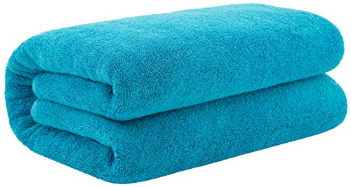 Product Cover 40x80 Inches Jumbo Size, Thick & Large 650 GSM Bath Sheet Cotton, Luxury Hotel & Spa Quality, Absorbent and Soft Decorative Kitchen and Bathroom Turkish Towels, Aqua Ocean