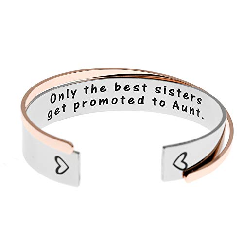 Product Cover Ms. Clover Aunt Gifts Only The Best Sisters Get Promoted to Aunt Bracelet New Aunt Gifts Sister Aunt Cuff.