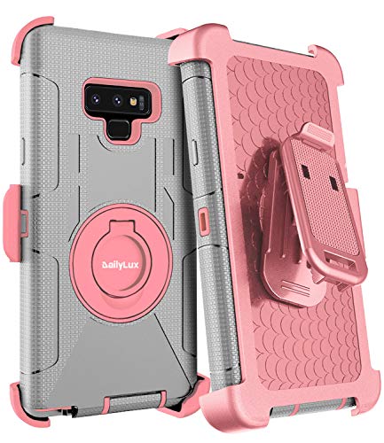 Product Cover Dailylux Galaxy Note 9 Case,Note 9 Case Belt Clip Heavy Duty Shockproof Swivel Belt Clip Rugged Bumper Hybrid with Kickstand Holster Protective Cover for Samsung Galaxy Note 9,Rose Gold