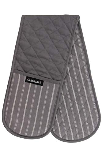 Product Cover Cuisinart Quilted Double Oven Mitt, Twill Stripe, 7.5 x 35 inches - Heat Resistant Oven Gloves to Protect Hands and Arms - Great Set for Cooking, Baking, and Handling Hot Pots and Pans- Titanium Grey