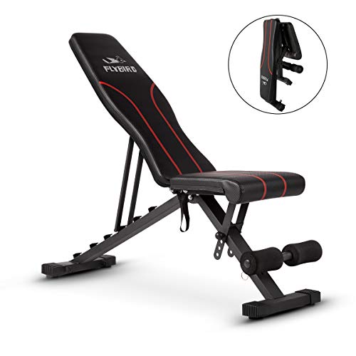 Product Cover FLYBIRD Adjustable Bench,Utility Weight Bench for Full Body Workout- Multi-Purpose Foldable Incline/Decline Bench (Black)