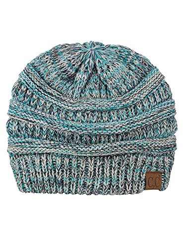 Product Cover C.C Trendy Warm Chunky Soft Stretch Cable Knit Beanie Skully, 3 Tone Teal