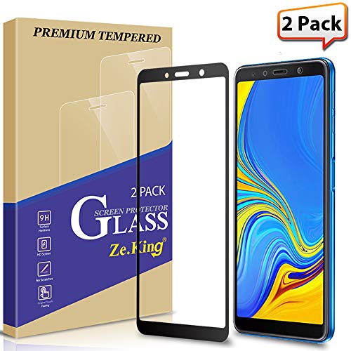 Product Cover [2-Pack] Samsung Galaxy A7 /A750 (2018) Full Coverage Tempered Glass Screen Protector, Zeking Max Coverge [Anti Scratch][Anti-Fingerprint] Bubble Free