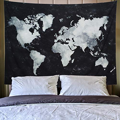 Product Cover Lahasbja World Tapestry Map Tapestry Starry World Map Tapestry Apartment Essentials Black and White Tapestry Globe Galaxy Constellation Tapestry for Men Dorm Posters (M/51.2