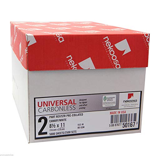 Product Cover 8.5 x 11 Nekoosa Universal Carbonless Paper, 2 Part Reverse (Bright White/Canary), 2000 Sets, 4000 Sheets, 8 Reams