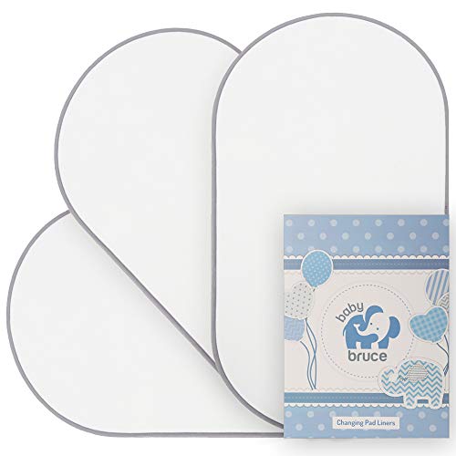 Product Cover Waterproof Changing Pad Liners, Soft Bamboo Terry with Padded Backing - 3 Pack - White