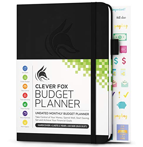 Product Cover Clever Fox Budget Planner - Expense Tracker Notebook. Monthly Budgeting Journal, Finance Planner & Accounts Book to Take Control of Your Money. Undated - Start Anytime. A5 Size Black Hardcover