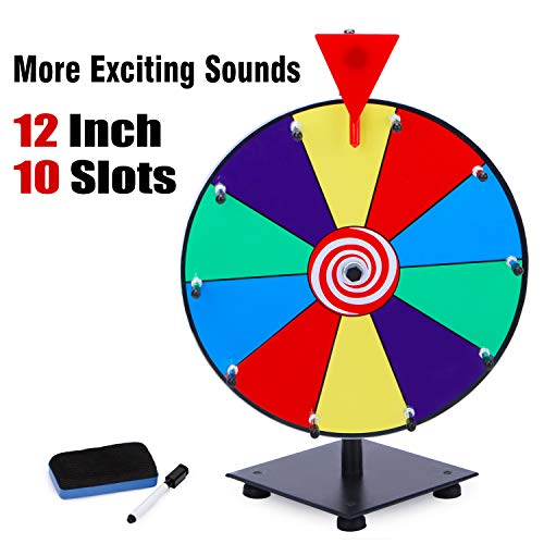 Product Cover T-SIGN 12 Inch Heavy Duty Spinning Prize Wheel, 10 Slots Color Tabletop Prize Wheel Spinner with Dry Erase Markers and Eraser for Carnival and Trade Show, Win The Fortune Spin Game