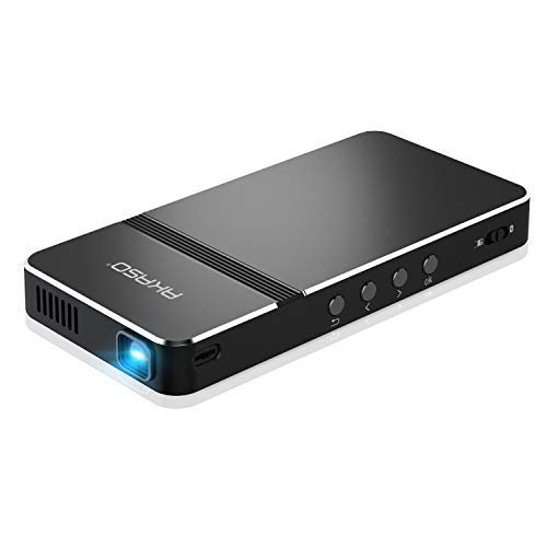 Product Cover Pico Projector, AKASO Mini Projector Portable 1080P HD DLP LED 50 ANSI Lumens with WiFi, HDMI, USB, Micro SD, 3.5mm Audio and Remote Control for iPhone, Android, Laptop, PC, Game, Home Theater