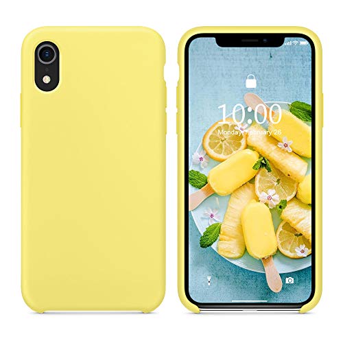 Product Cover SURPHY Silicone Case for iPhone XR Case, Soft Liquid Silicone Shockproof Phone Case (with Microfiber Lining) Compatible with iPhone XR (2018) 6.1 inches (Yellow)