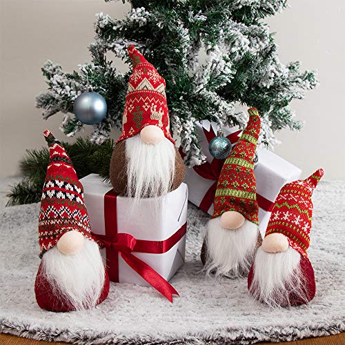 Product Cover GMOEGEFT Swedish Christmas Gnome Plush, Scandinavian Santa Gnome Tomte, Table Ornaments, Holiday Decorations, Set of 4 (C)