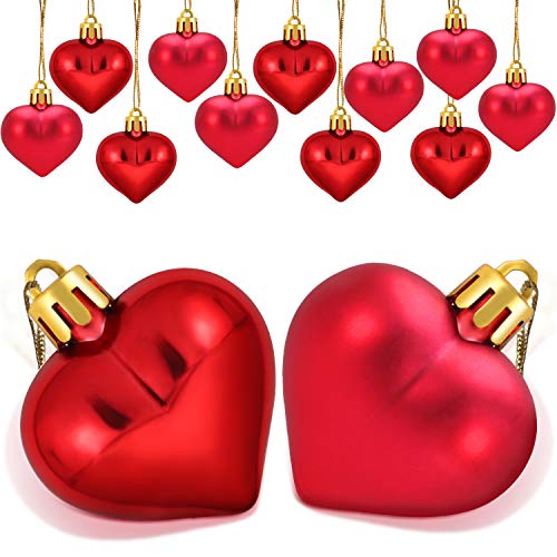 Product Cover Boao 24 Pieces Heart Shaped Ornaments Valentine's Day Heart Ornament for Valentine's Day Decoration, 2 Styles