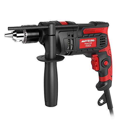 Product Cover Hammer Drill Meterk 7.0 Amp 1/2 Inch Corded Drill 850W, 3000RPM Dual Switch Between Impact Drill and Electric Drill, With Adjustable Speed for Drilling Wood, Steel, Concrete&Plastic DIY Drilling