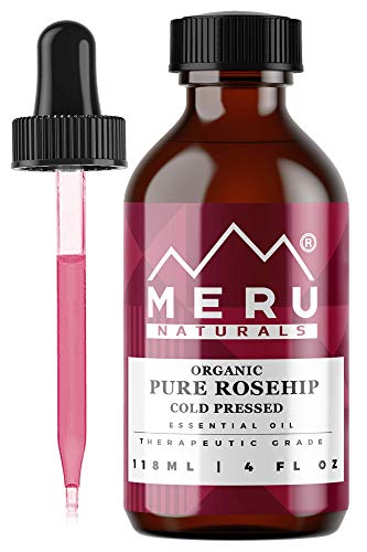 Product Cover Meru Rosehip Seed Oil Cold Pressed USDA Certified Organic, 4 oz(118 ml) Moisturizing Treatment oil for Anti-aging Face, Skin, Hair & Nails. Pure, Unrefined, All Natural