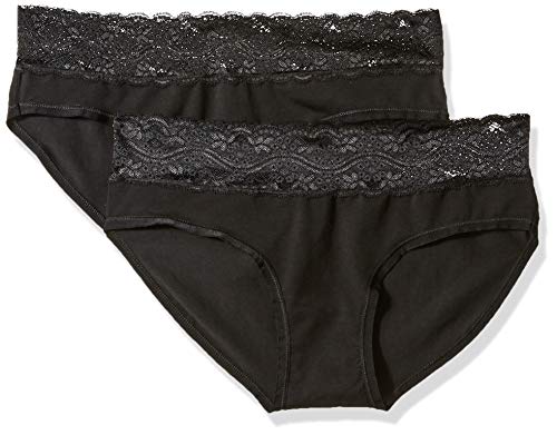 Product Cover Pact Women's Organic Cotton Lace Hipster Panties (2 Pack), Black, Medium