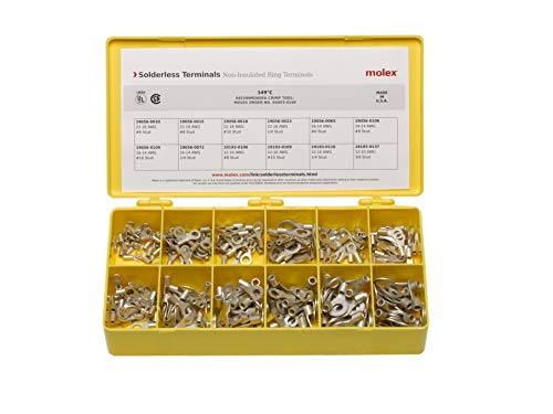 Product Cover Molex 194130110 Solderless Terminals Kit, Non-Insulated Terminals, 180 Piece Kit, Made in America