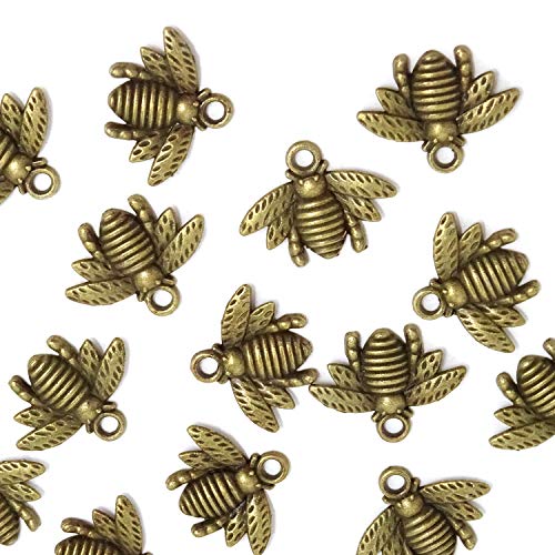 Product Cover Honbay 50PCS Alloy Bee Honeybee Charm Pendants, DIY Craft Jewelry Making Accessory, 21x16mm (Antique Bronze)
