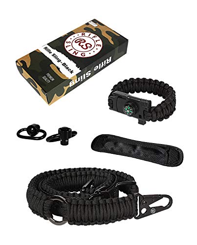 Product Cover RS RIFLE SLING Traditional 2-Point 550 Paracord Complete Bundle | Two Point Strap | Bonuses Sling Swivels & Survival Bracelet