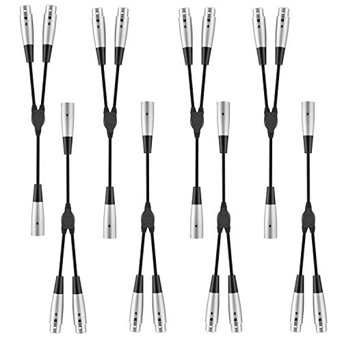Product Cover Moukey Y XLR 6 Inch Cable Splitter Cord 1 Male to 2 Female Black 8-Pack