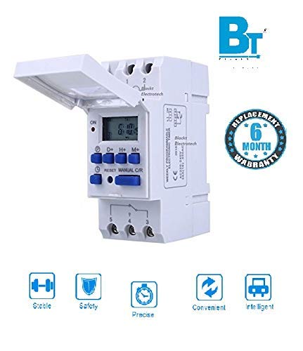 Product Cover Blackt Electrotech (BT-41D): 16/240V AC Programmable Daily/Weekly Digital LCD Display Control Counter/Time Timer Relay Switch: DIN Rail Type (Warranty 6 months)