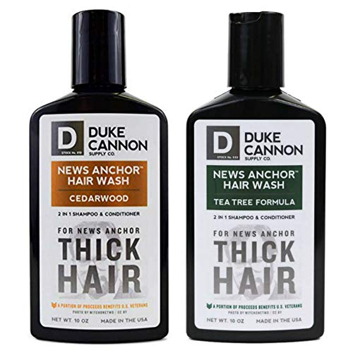 Product Cover Duke Cannon News Anchor Thick hair Wash 2-in-1 Shampoo and Conditioner for Men Variety Set, 10oz - Tea Tree and Cedar (2 Pack)